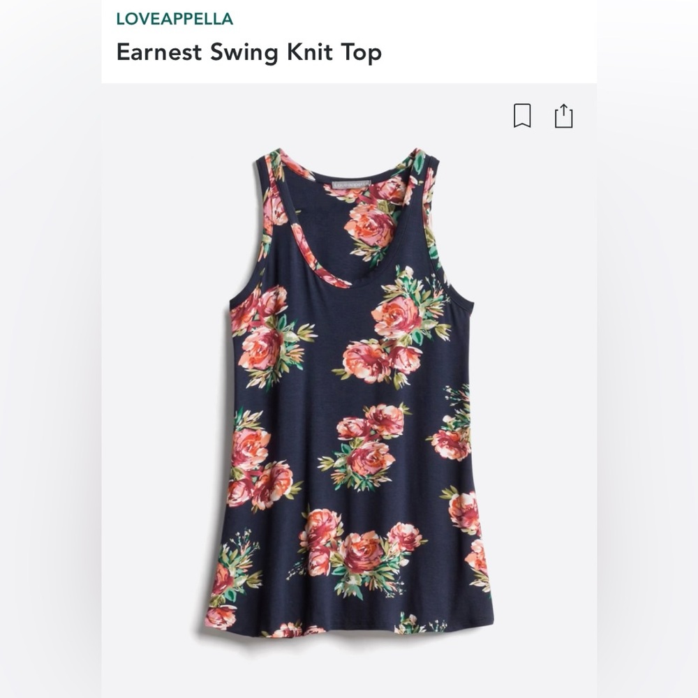 LOVEAPPELLA Earnest Swing Knit Top | Small Petite | Navy